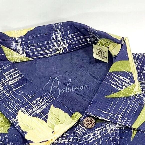 Tommy Bahama Floral Flower Silk Hawaiian Shirt Blue Mens XL - Picture 3 of 4